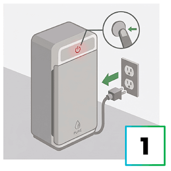 Power off and unplug the purifier.