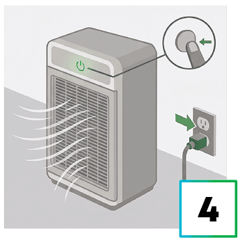 Close up, plug in, and reset the filter indicator