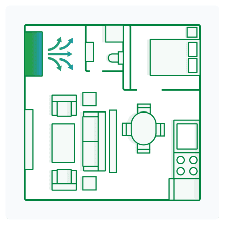 1,000 – 1,200 sq ft coverage area diagram