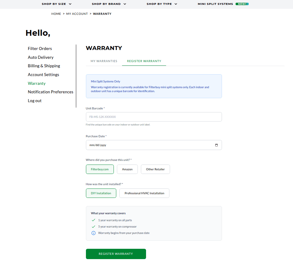 Warranty Dashboard Preview