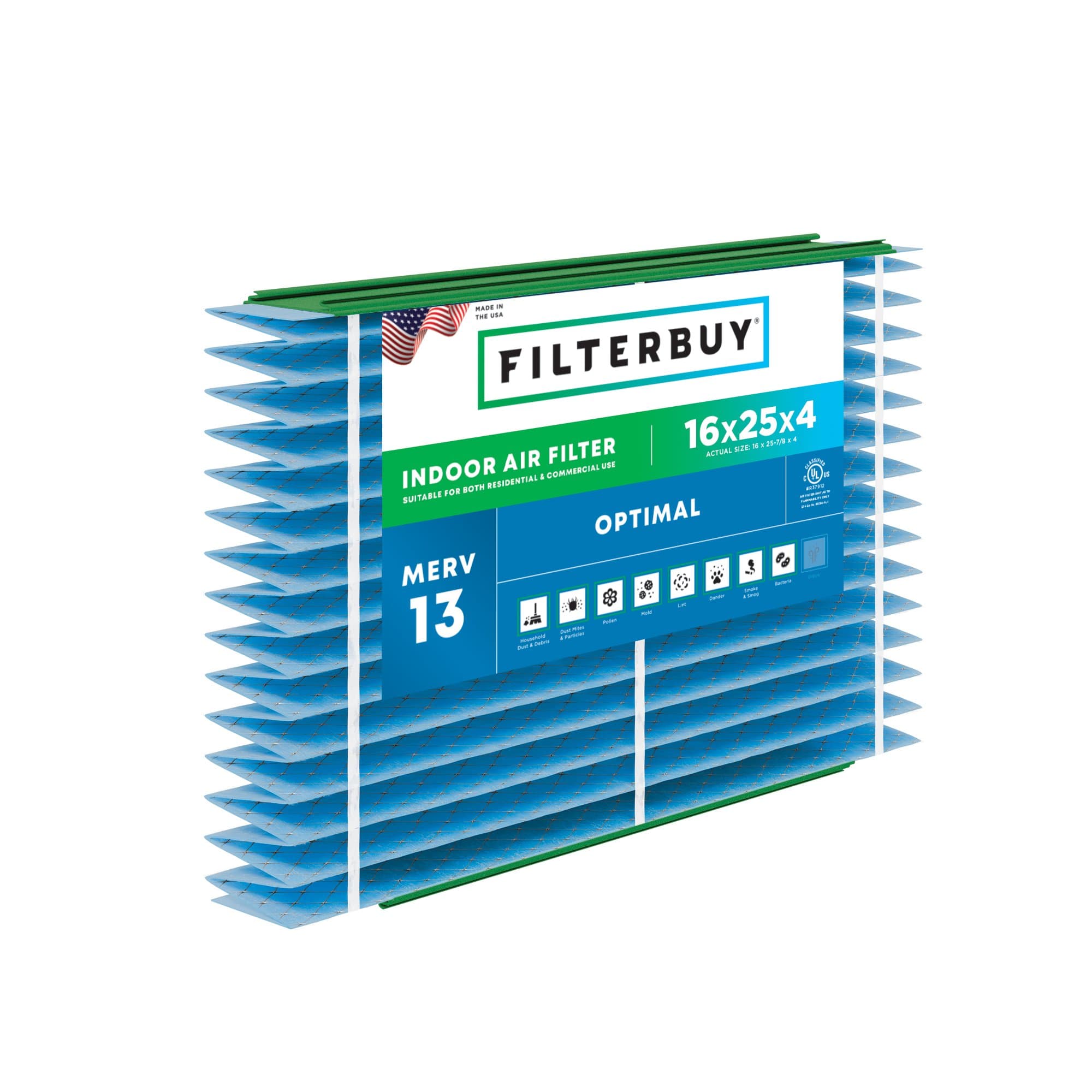 16x25x4 MERV 13 Pleated Air Filter - 1 Quantity