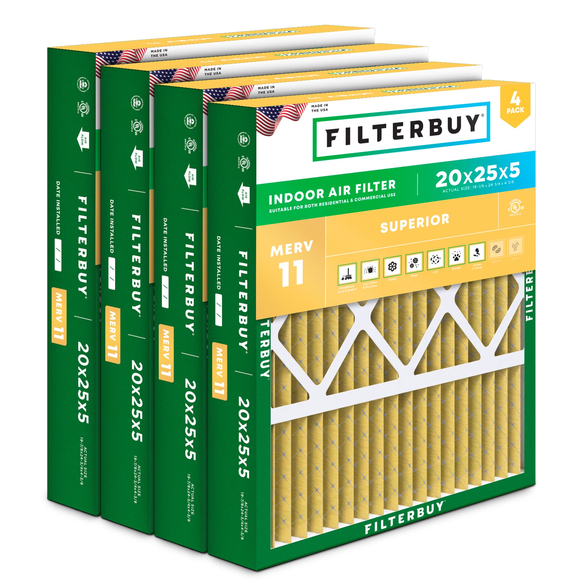 20x25x5 MERV 11 Pleated Air Filter - 6 Quantity