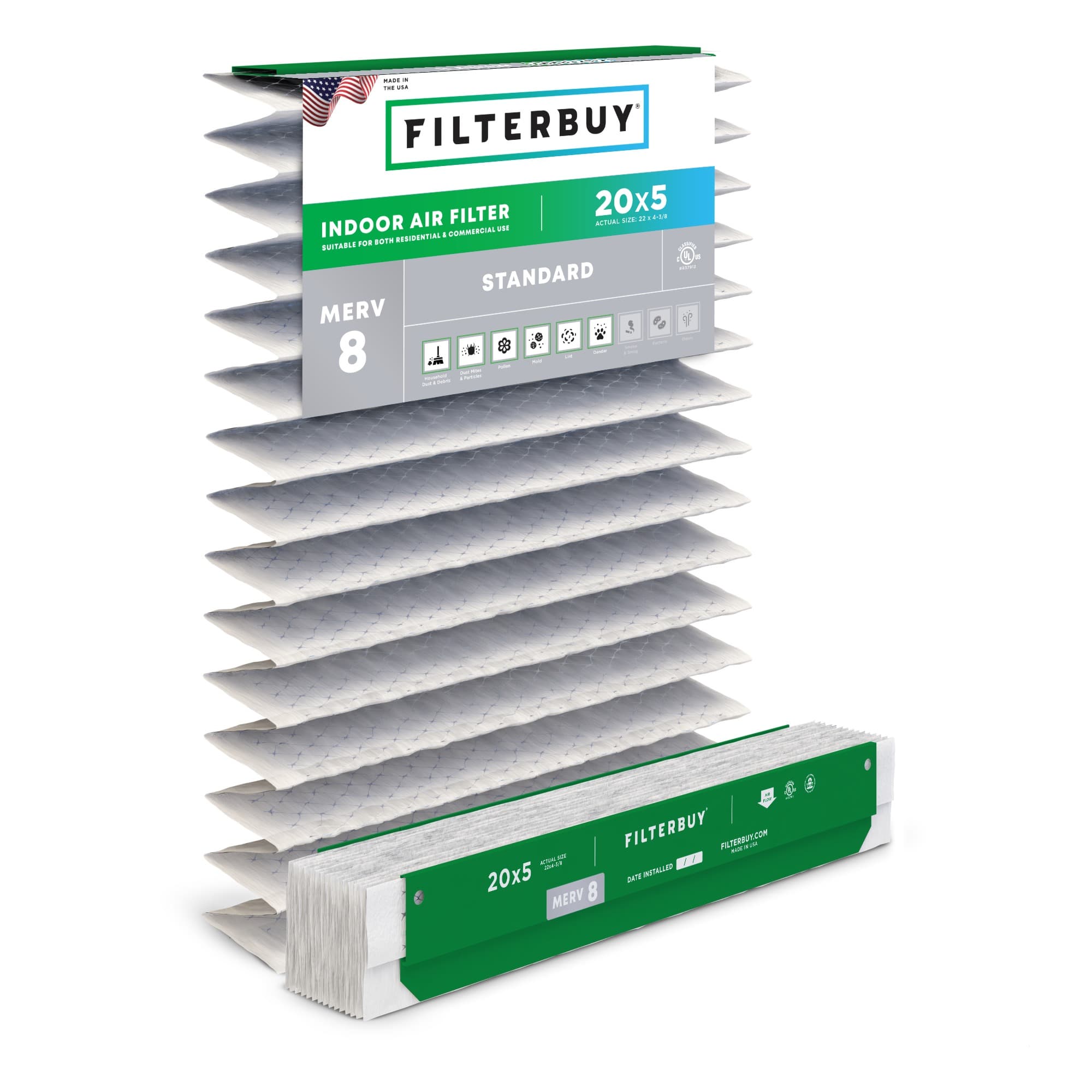 20x5 MERV 8 Pleated Air Filter - 6 Quantity