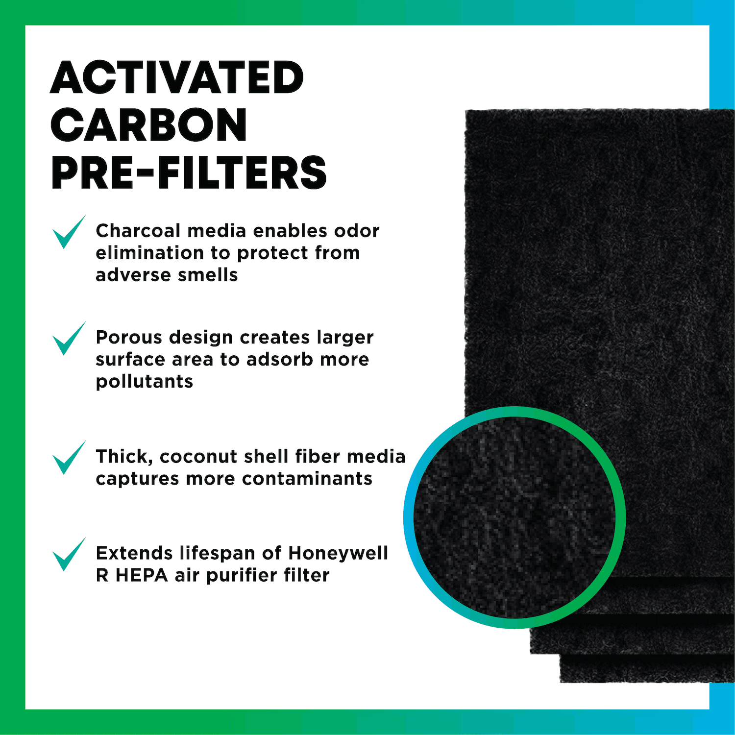 Activated Carbon Pre-Cut Pre-Filter — Replacement for GermGuardian Filter E (4-Pack, Made in USA) - 1 Quantity
