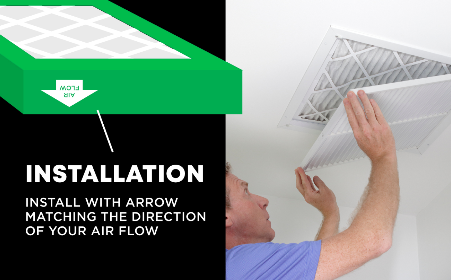 man installing filter on the celling