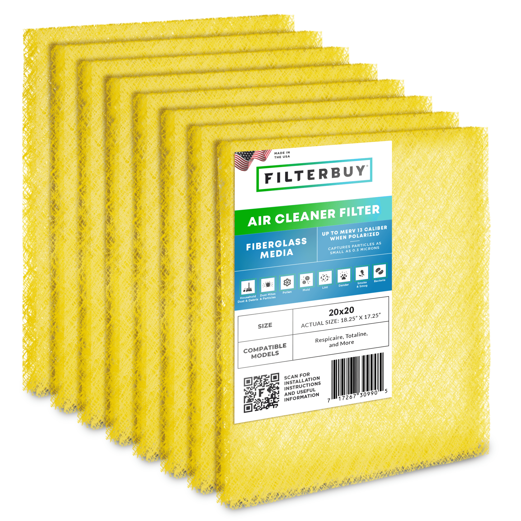 20x20 Air Cleaner Replacement Pads MERV 13 (4-Pack) - 1 Quantity
