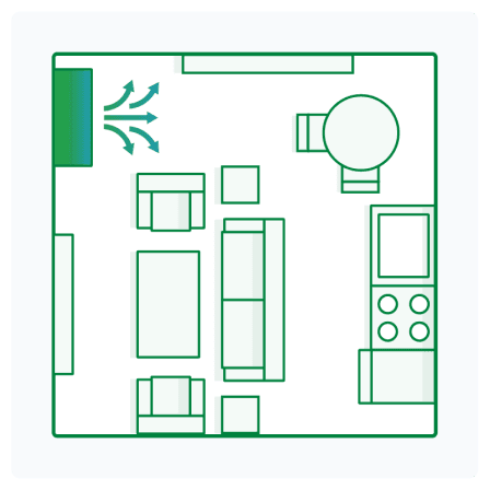 700 – 900 sq ft coverage area diagram