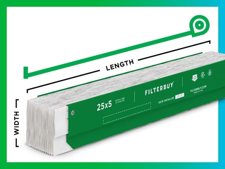 Measuring your 25 x 5 accordion air filter