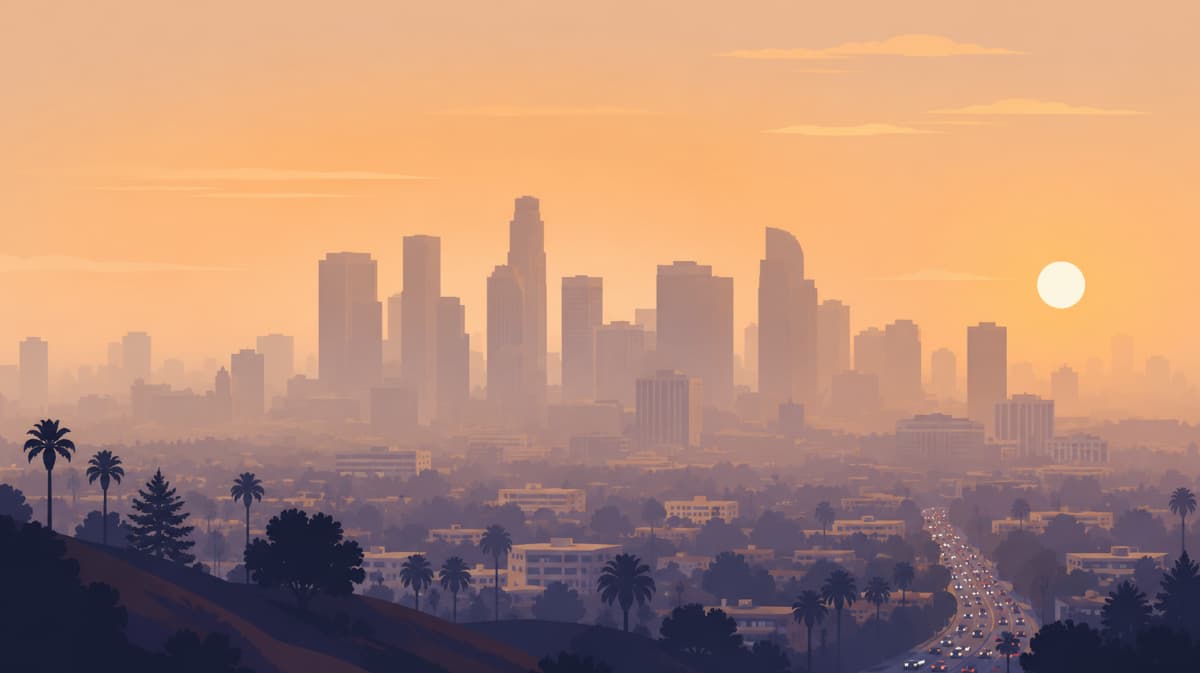 View of city skyline covered in smog highlighting one of the worst air quality cities in the U.S.