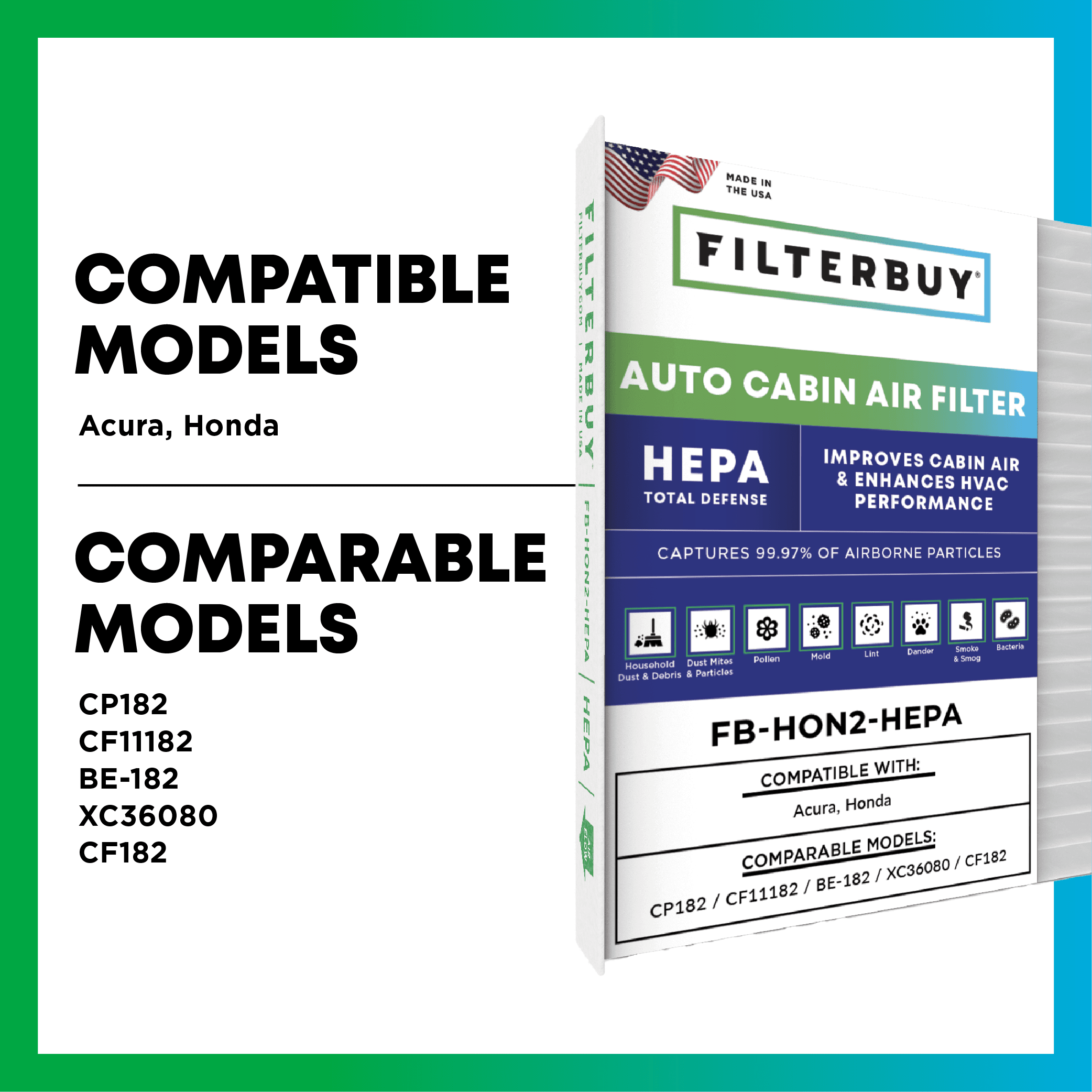 Filterbuy auto cabin filter 6037C for Honda HR-V - 1 Quantity