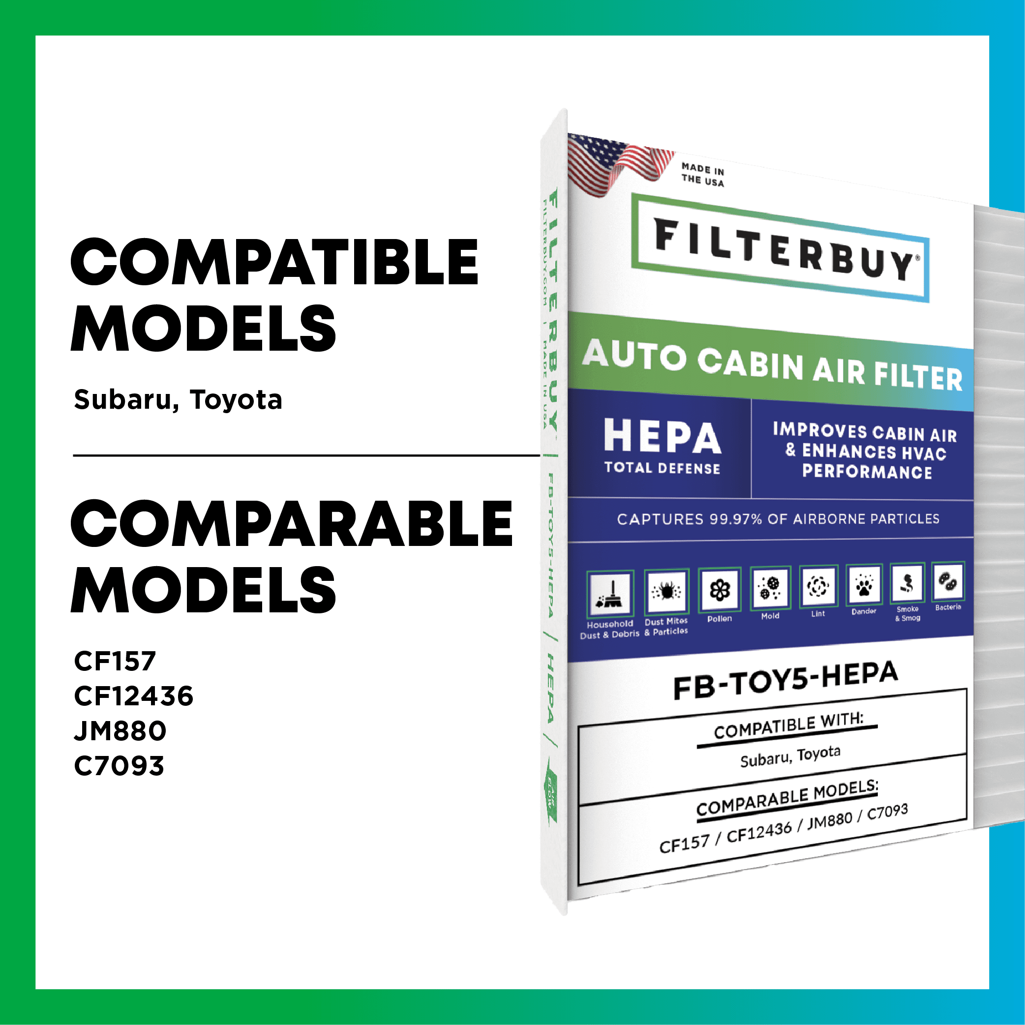Filterbuy auto cabin filter 6092C for Toyota RAV4 - 1 Quantity