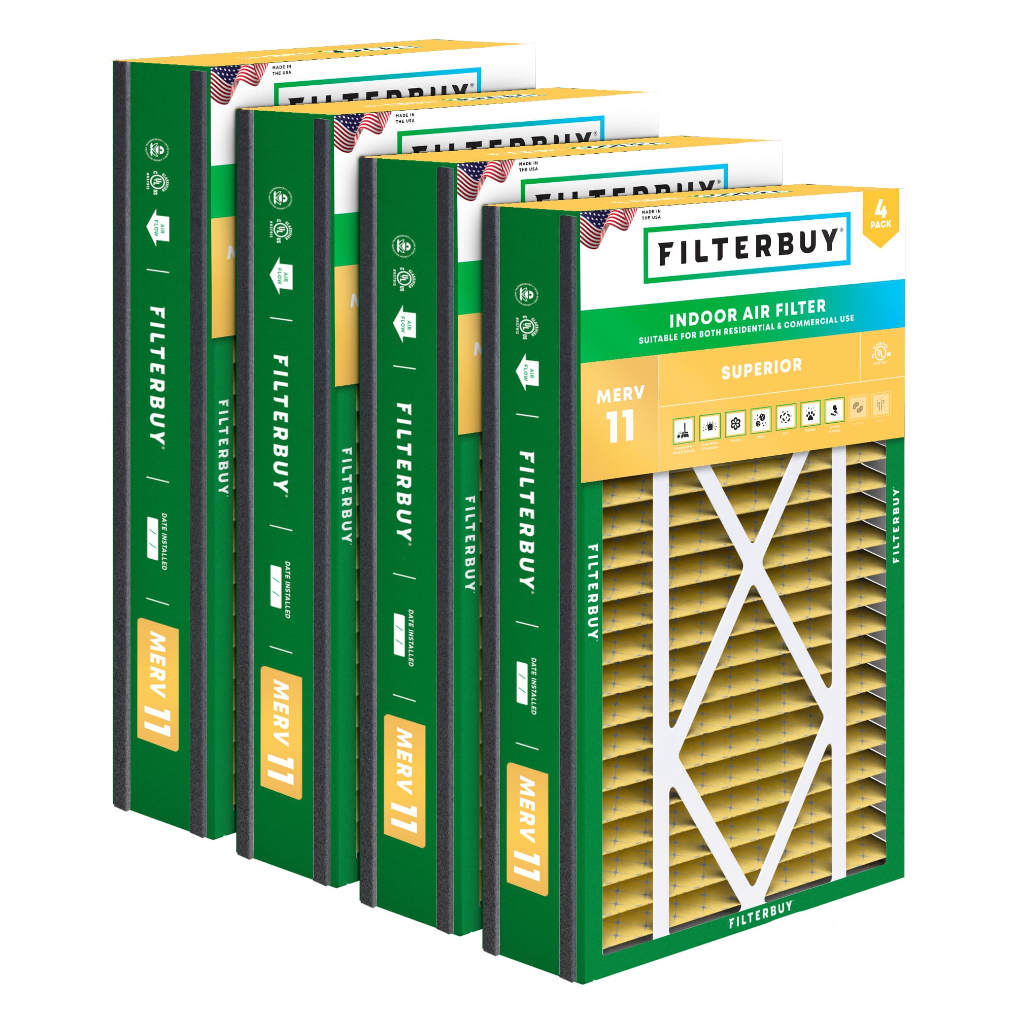 16x25x5 MERV 11 Pleated Air Filter - 6 Quantity