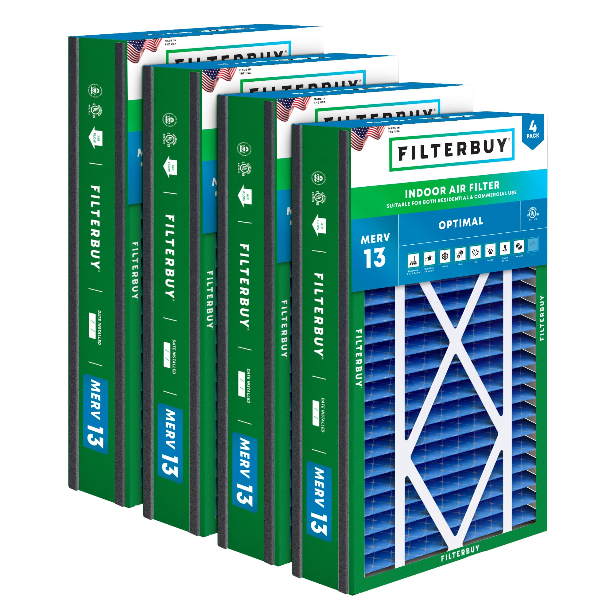 16x25x5 MERV 13 Pleated Air Filter - 6 Quantity