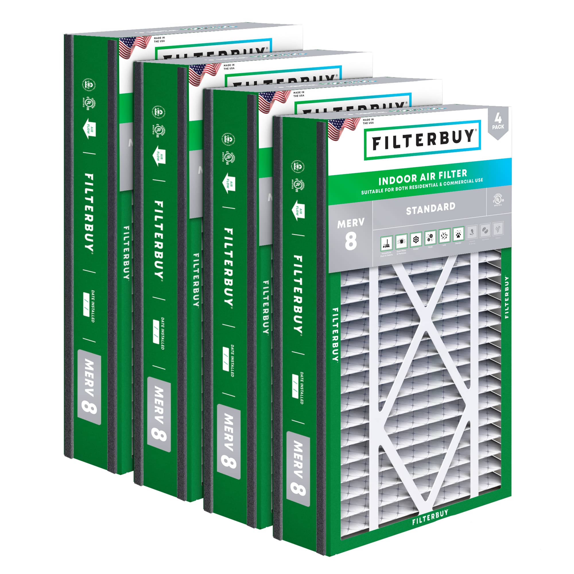16x25x5 MERV 8 Pleated Air Filter - 6 Quantity