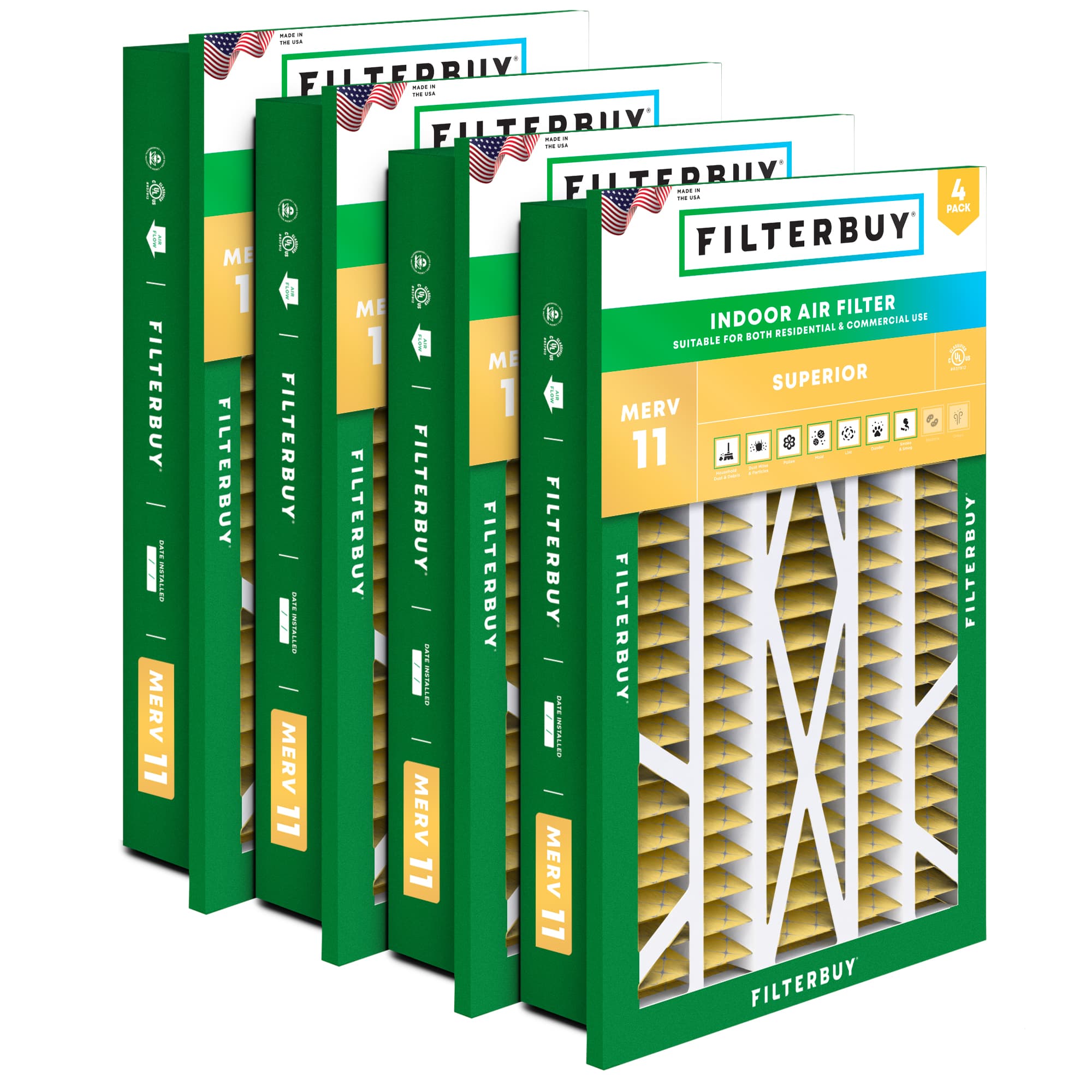 16X25X5 MERV 11 Pleated Air Filter - 6 Quantity