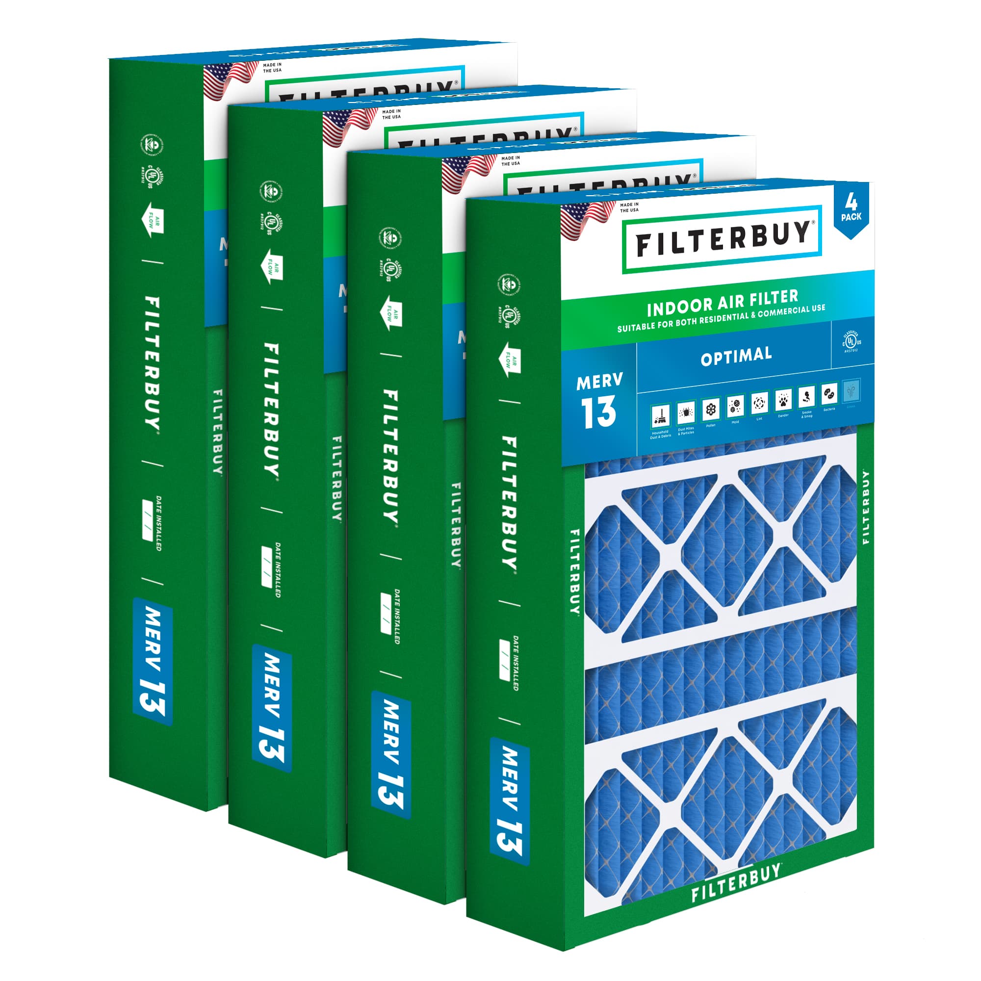 15.75X27.63X3.50 MERV 13 Pleated Air Filter - 6 Quantity