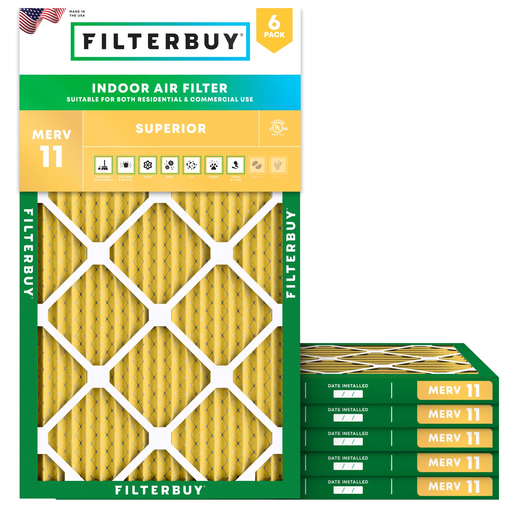 12x30x1 MERV 11 Pleated Air Filter - 6 Quantity