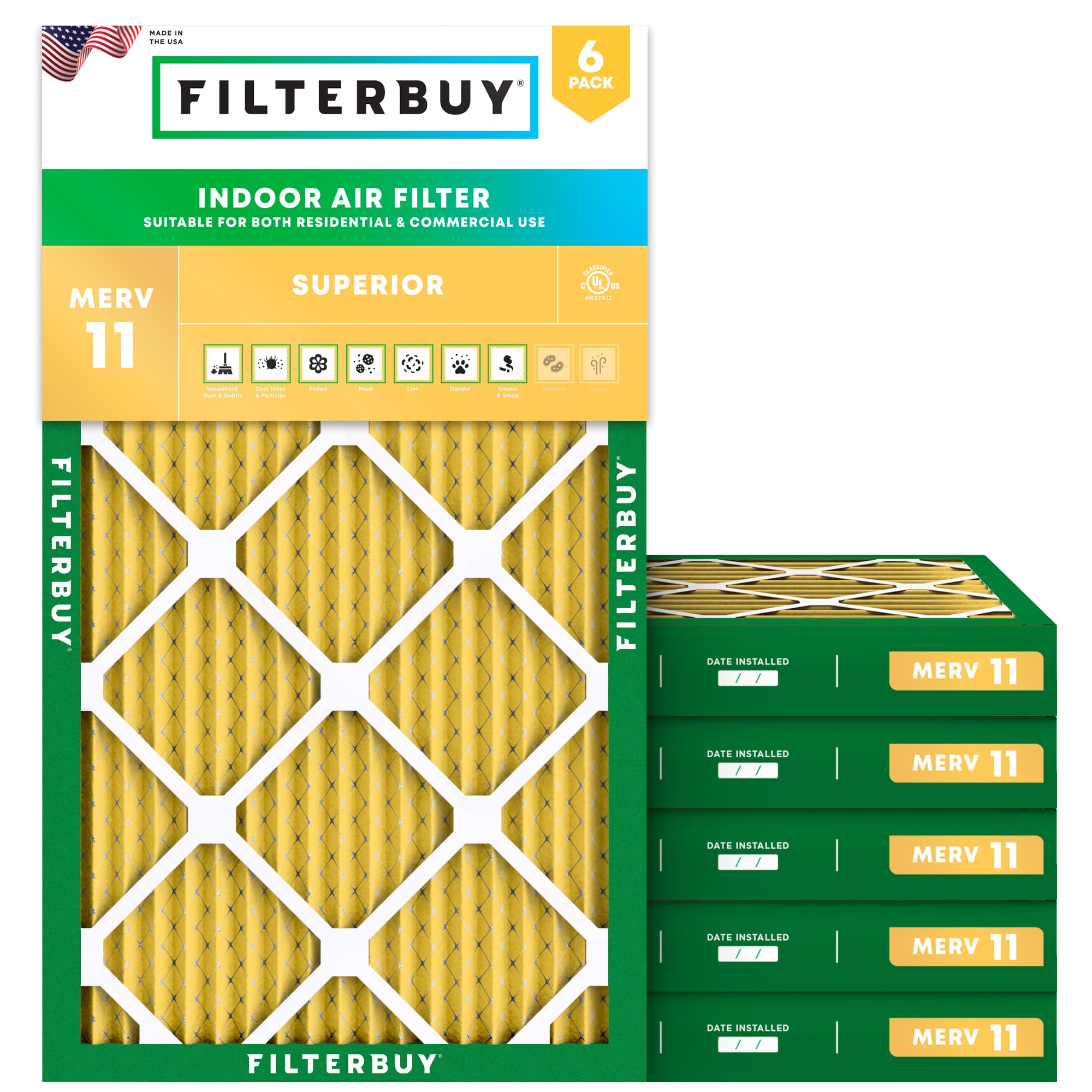 10x24x2 MERV 11 Pleated Air Filter - 6 Quantity
