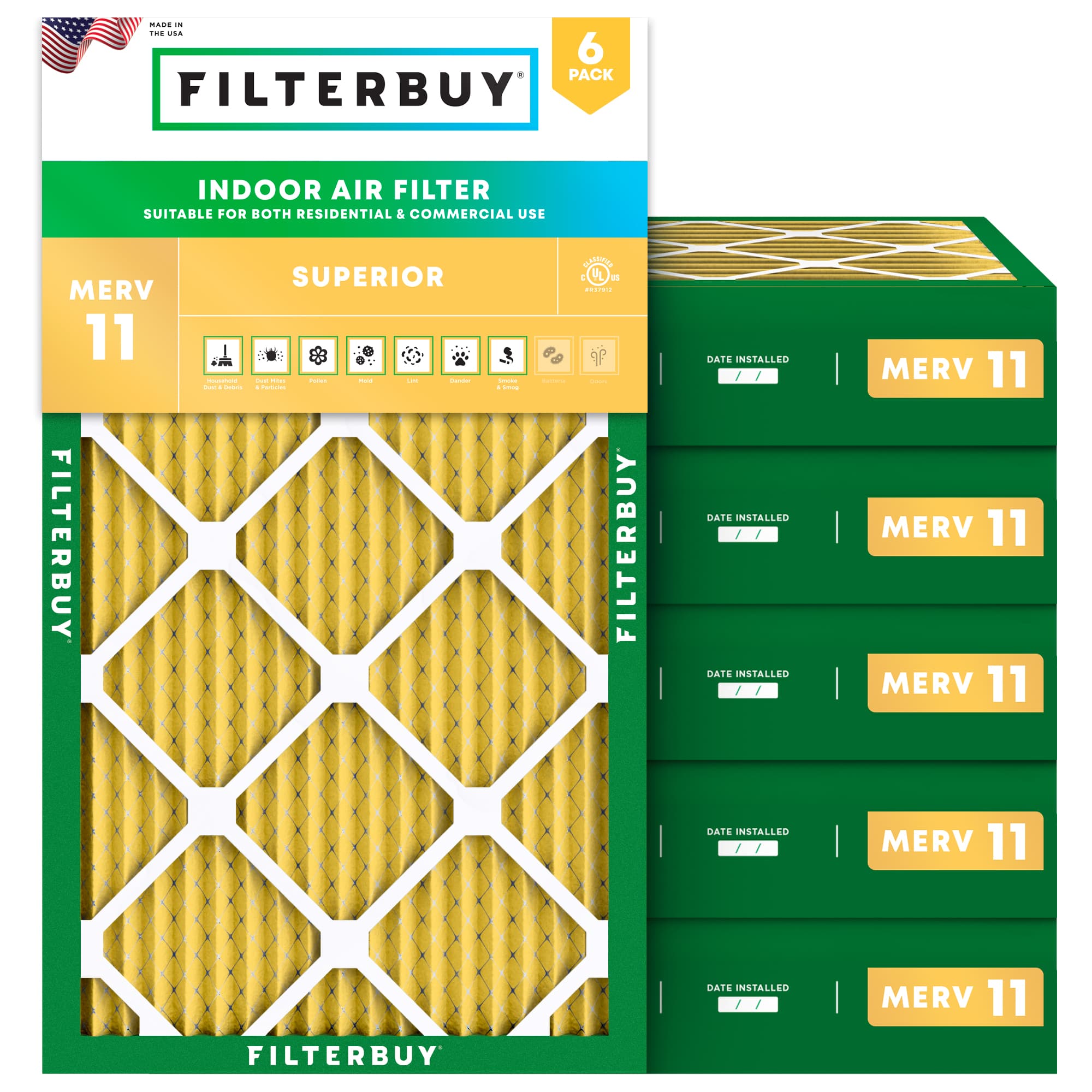 13x21x4 MERV 11 Pleated Air Filter - 6 Quantity