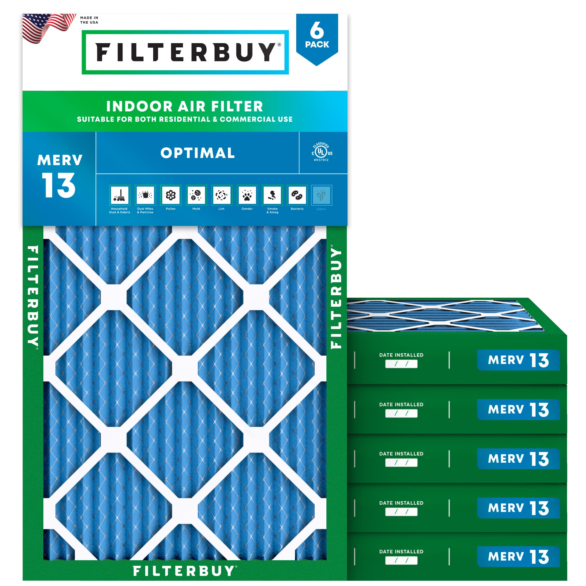 10x24x2 MERV 13 Pleated Air Filter - 6 Quantity