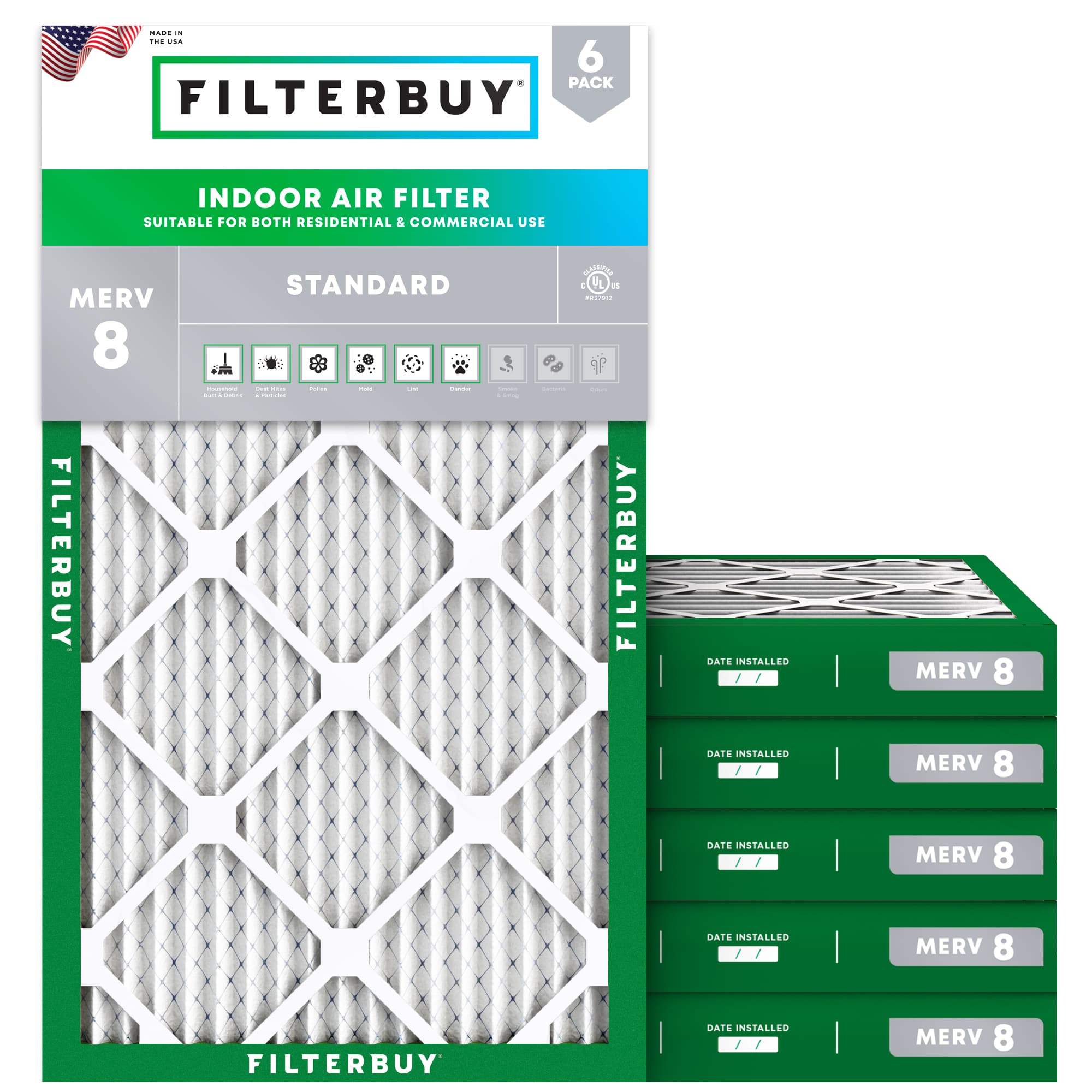 10x24x2 MERV 8 Pleated Air Filter - 6 Quantity