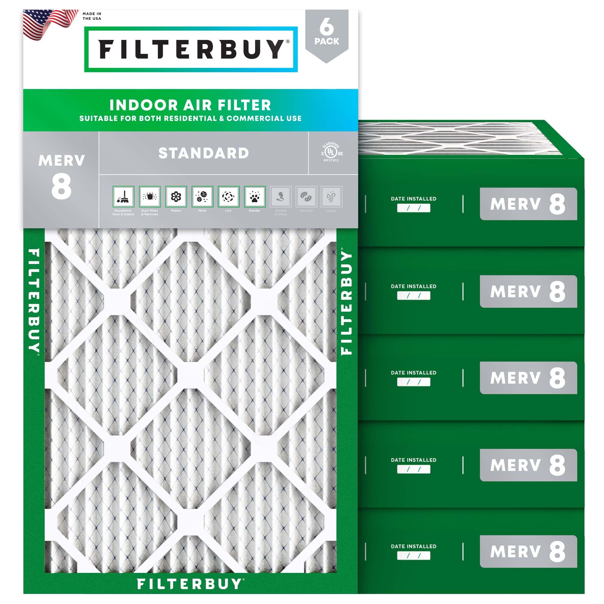 13x21x4 MERV 8 Pleated Air Filter - 6 Quantity