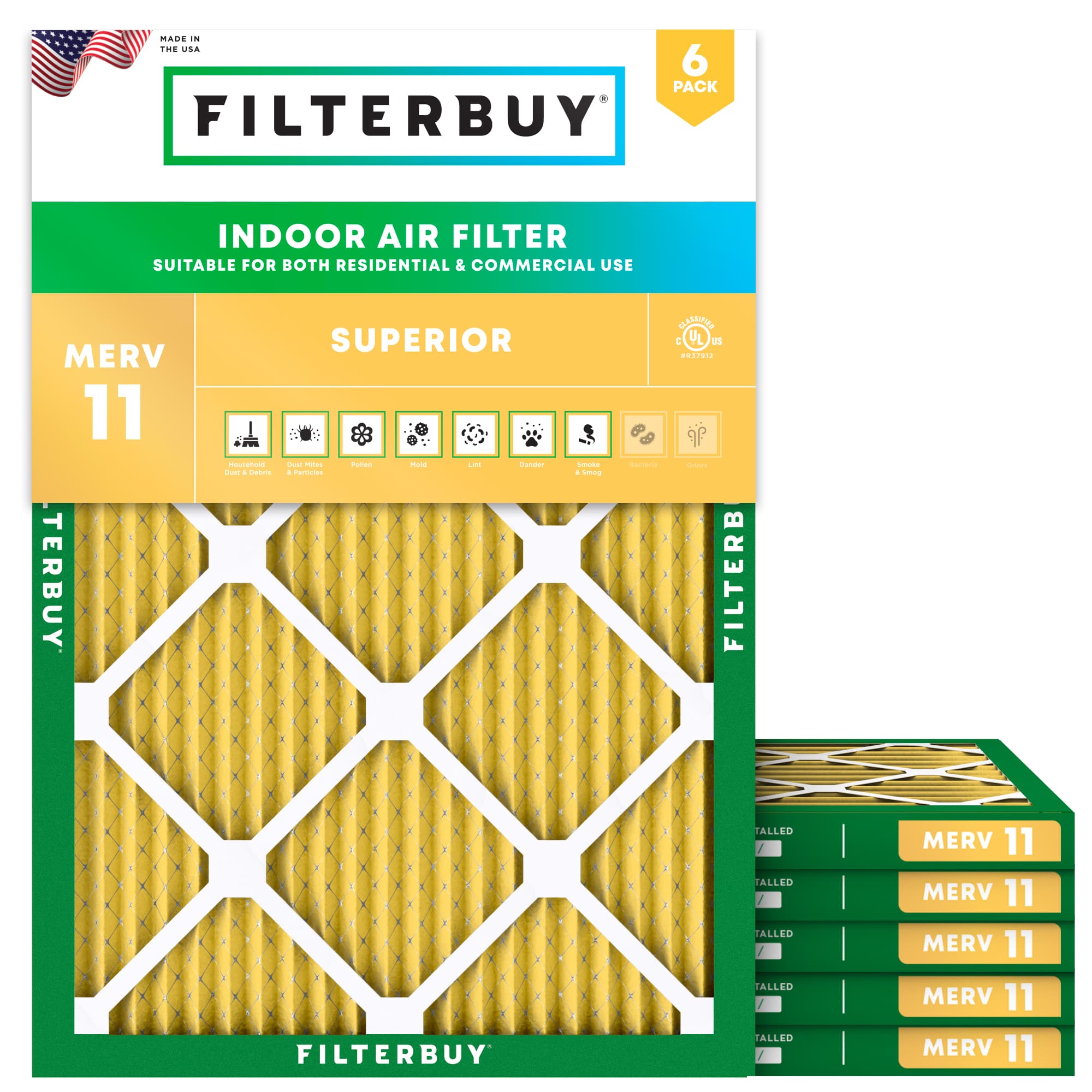 10x15x1 MERV 11 Pleated Air Filter - 6 Quantity