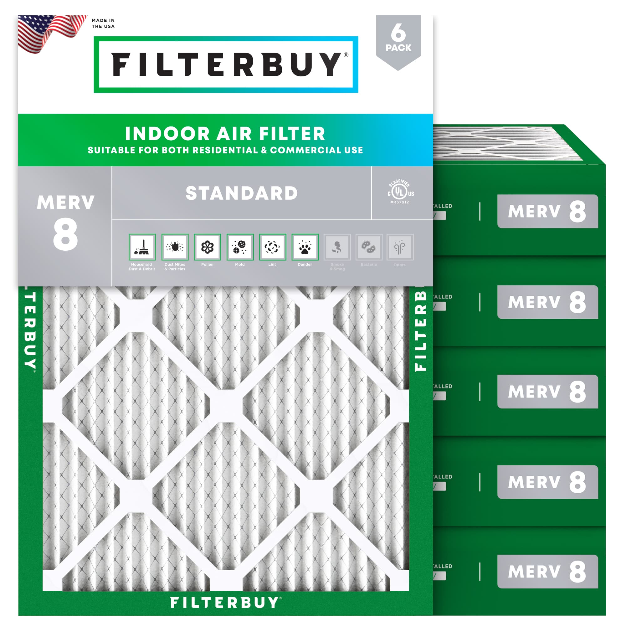 19.5x22x4 MERV 8 Pleated Air Filter - 6 Quantity