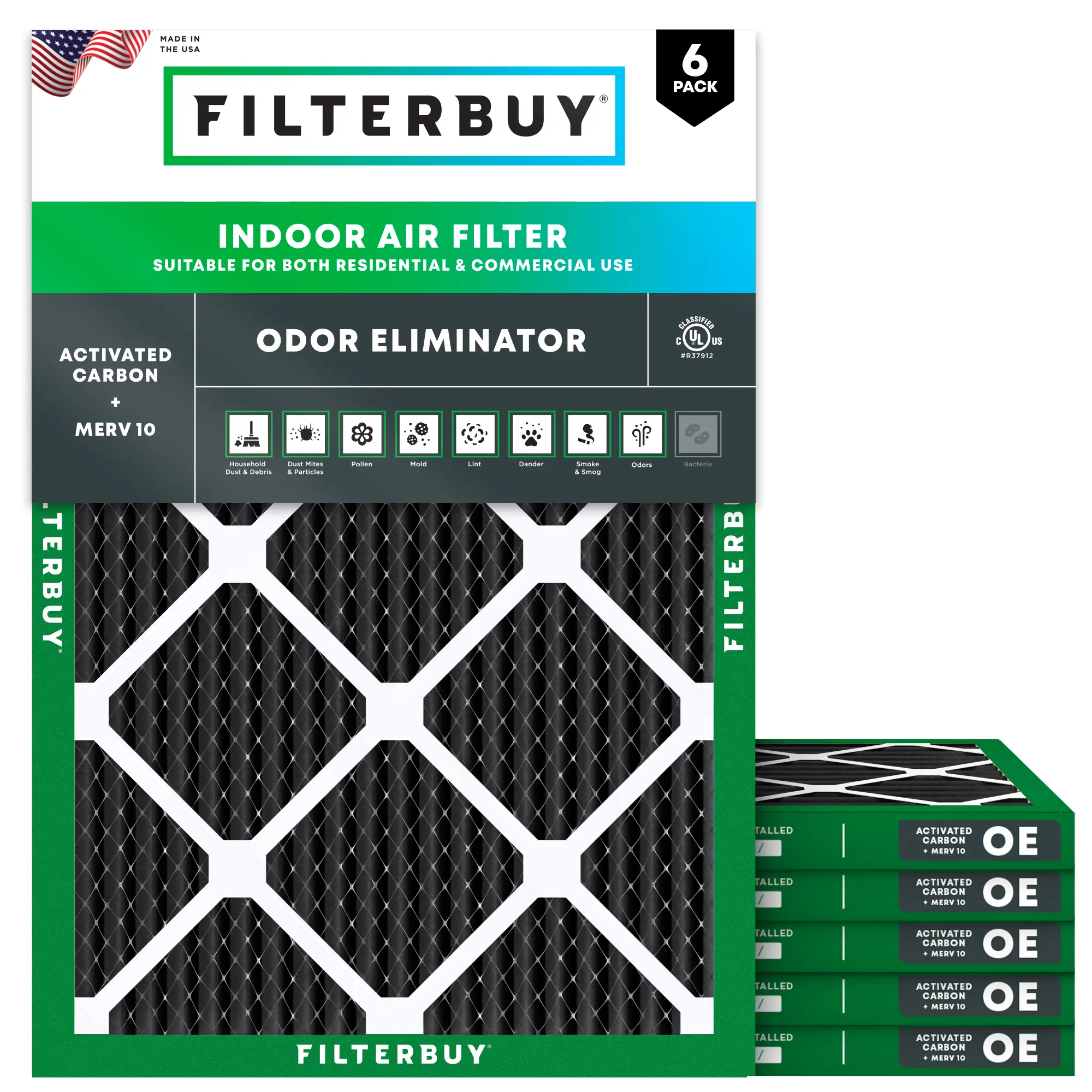 18x24x1 Odor Eliminator Pleated Air Filter - 6 Quantity