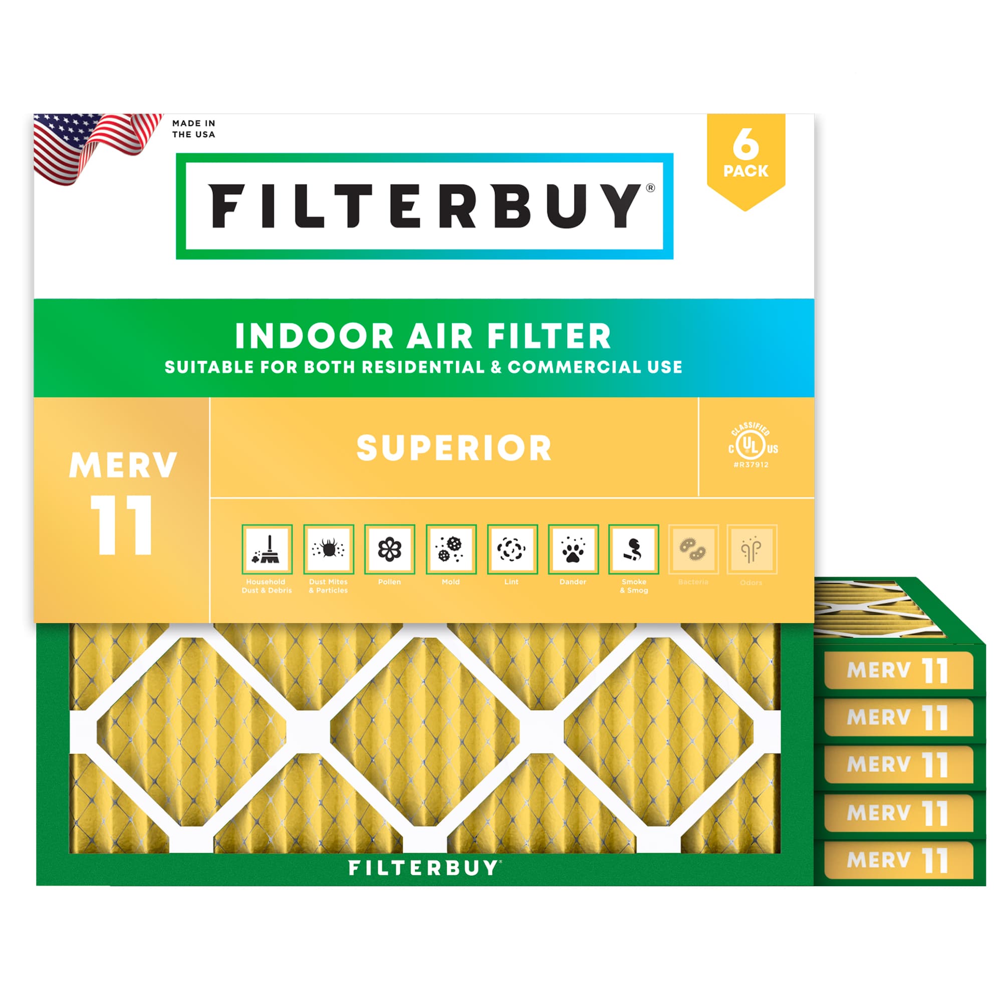 17x17x1 MERV 11 Pleated Air Filter - 6 Quantity