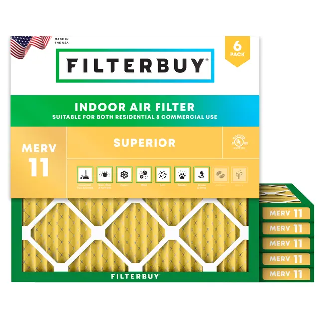 21x21x1 MERV 11 Pleated Air Filter - 6 Quantity
