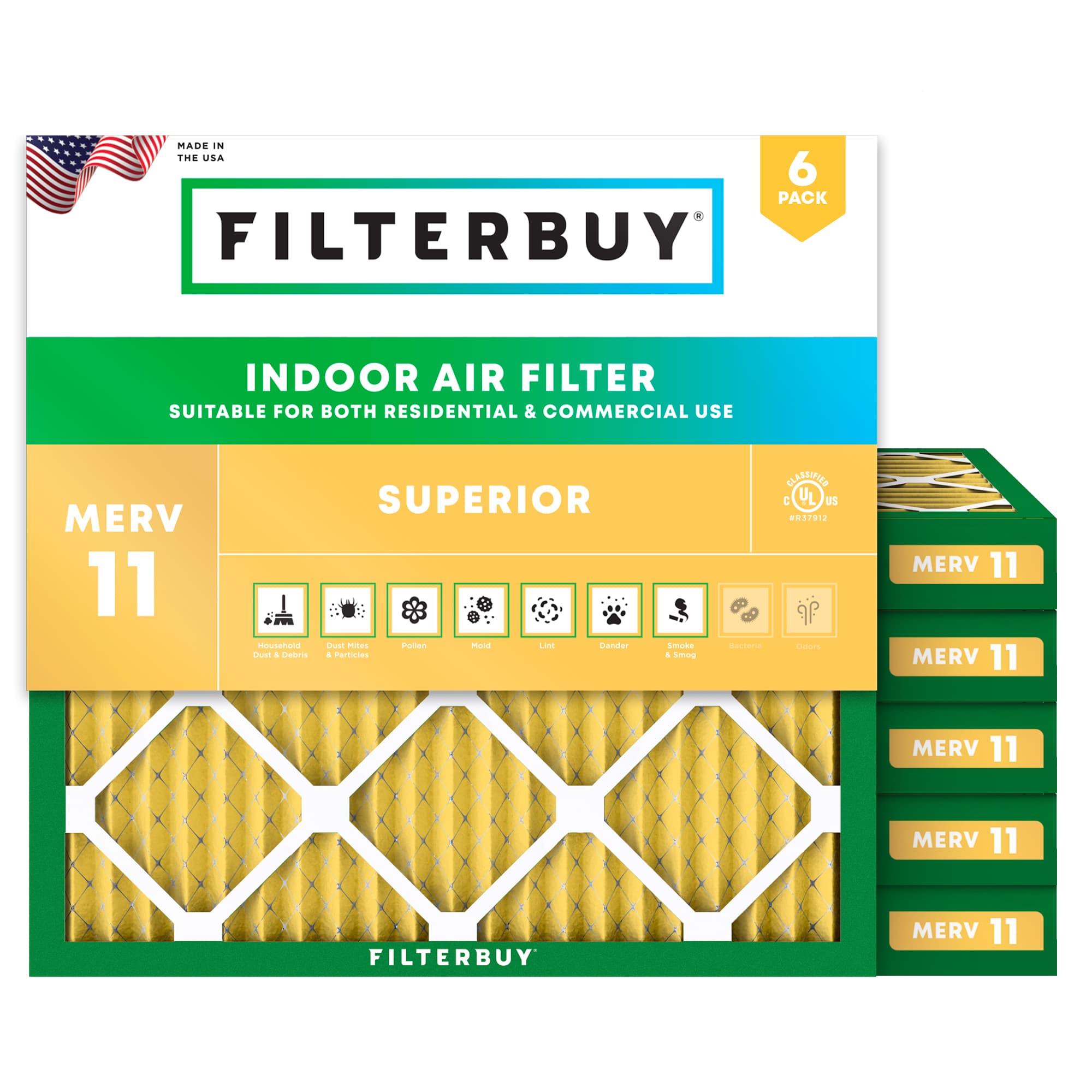 12x12x2 MERV 11 Pleated Air Filter - 6 Quantity