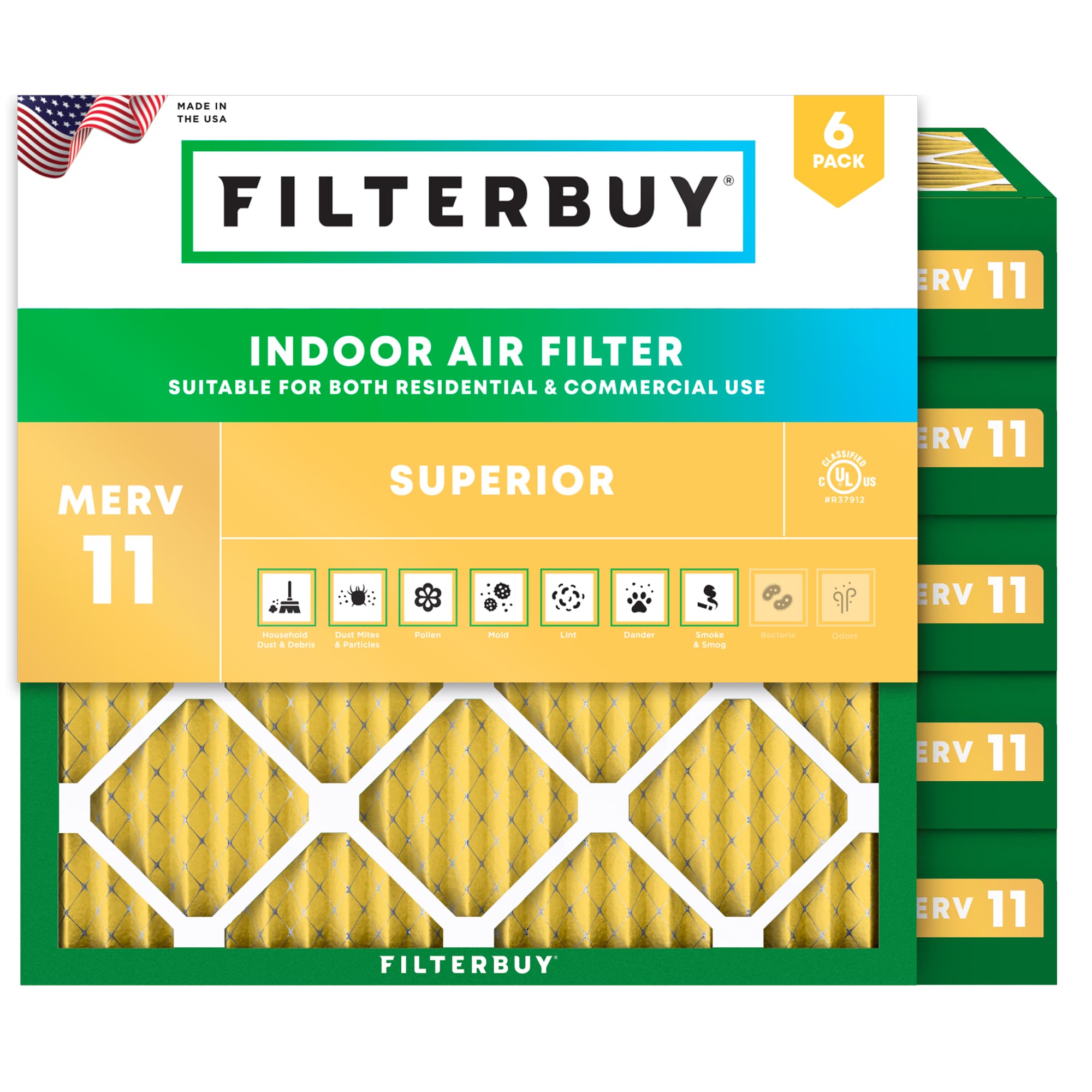 14x14x4 MERV 11 Pleated Air Filter - 6 Quantity