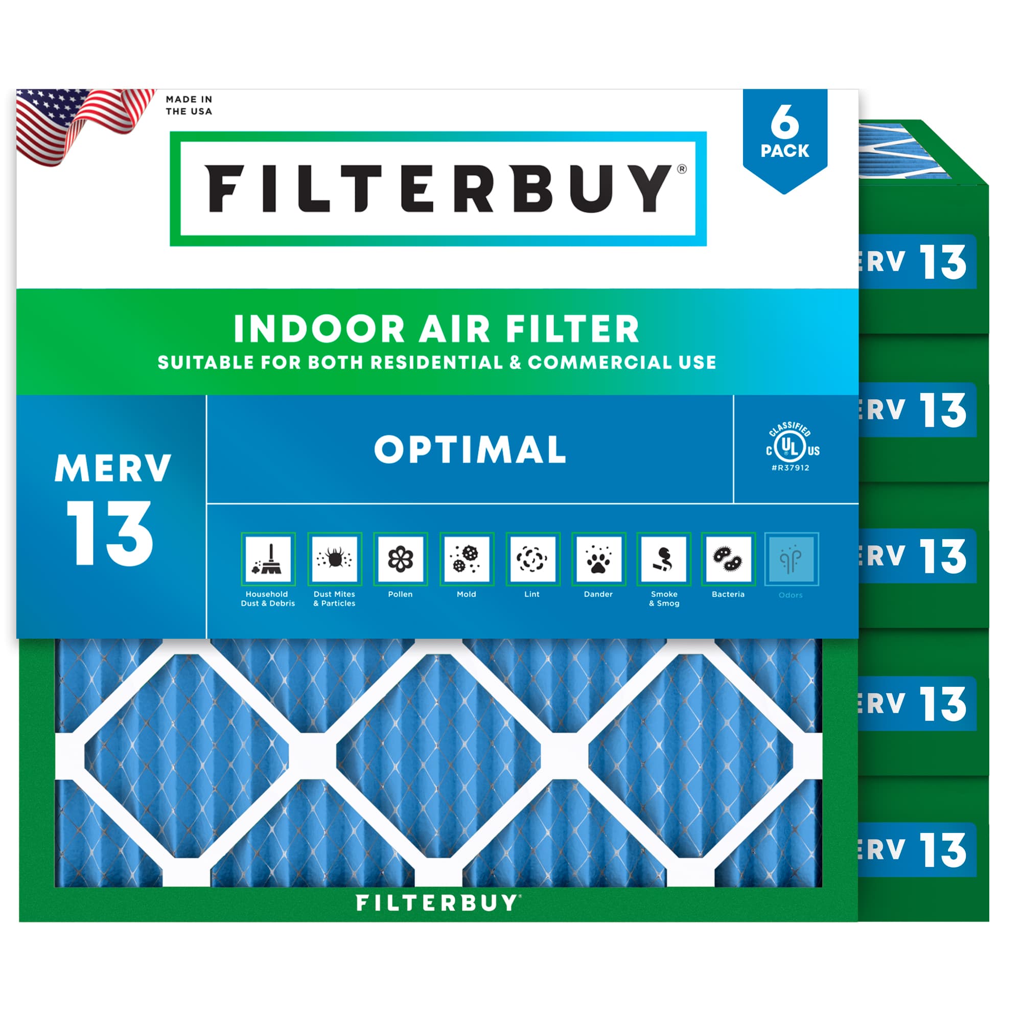20x20x4 MERV 13 Pleated Air Filter - 6 Quantity