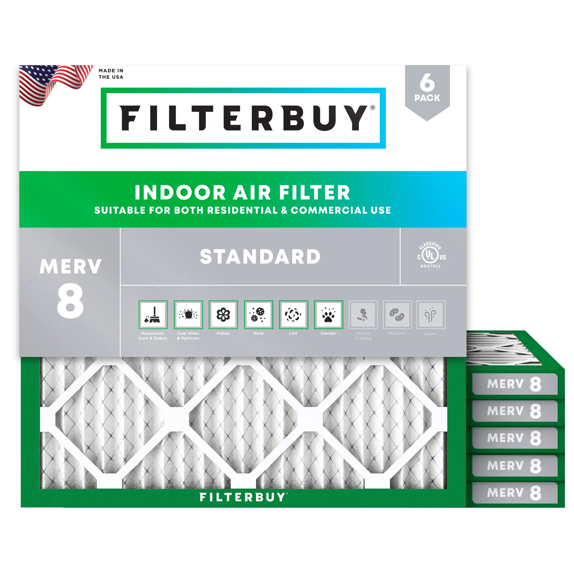 24x24x1 MERV 8 Pleated Air Filter - 6 Quantity