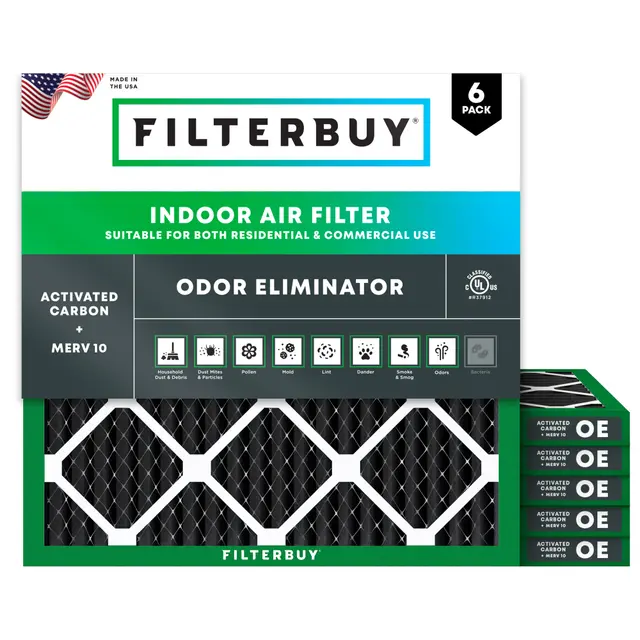 14x14x1 Odor Eliminator Pleated Air Filter - 6 Quantity