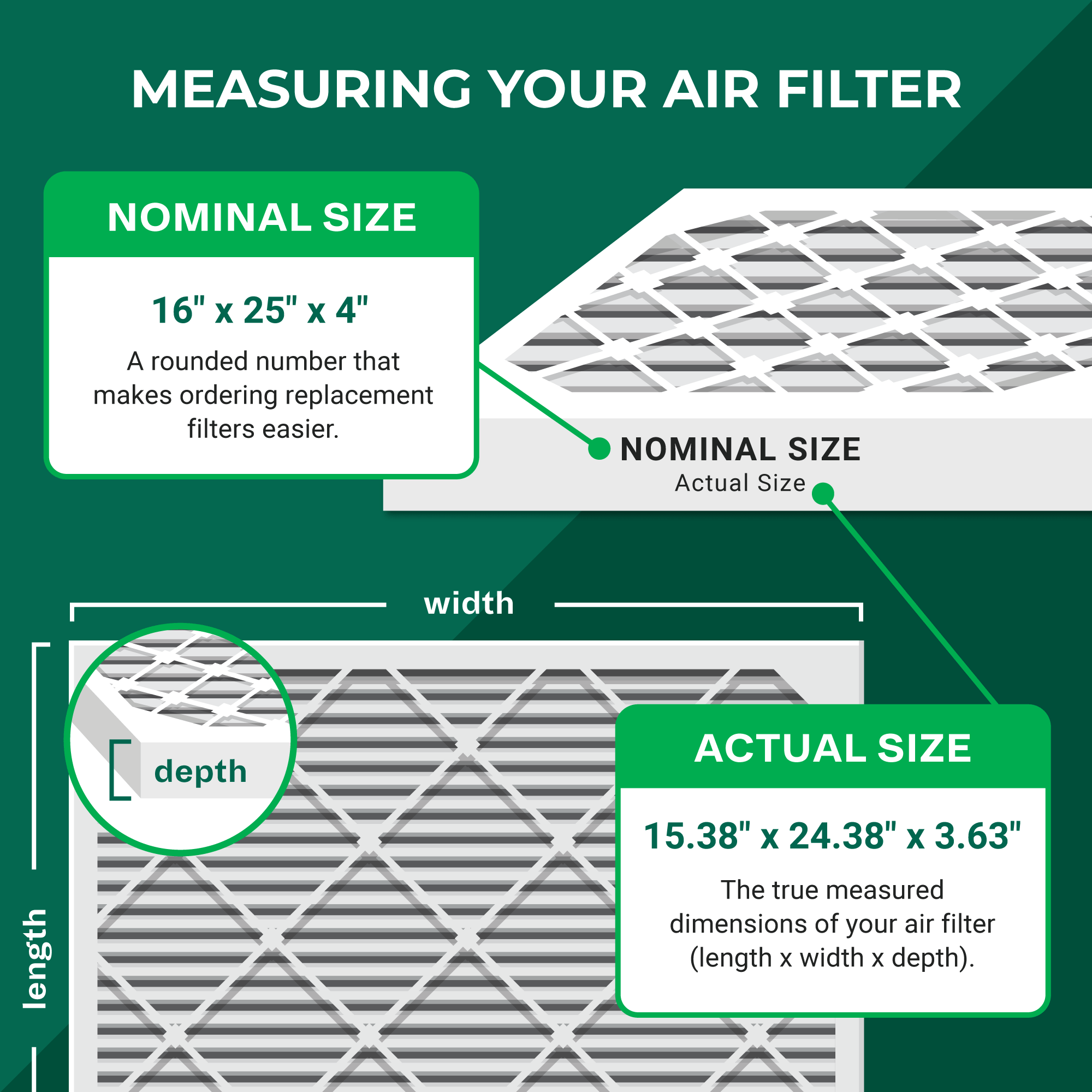 16x25x4 MERV 13 Pleated Air Filter
