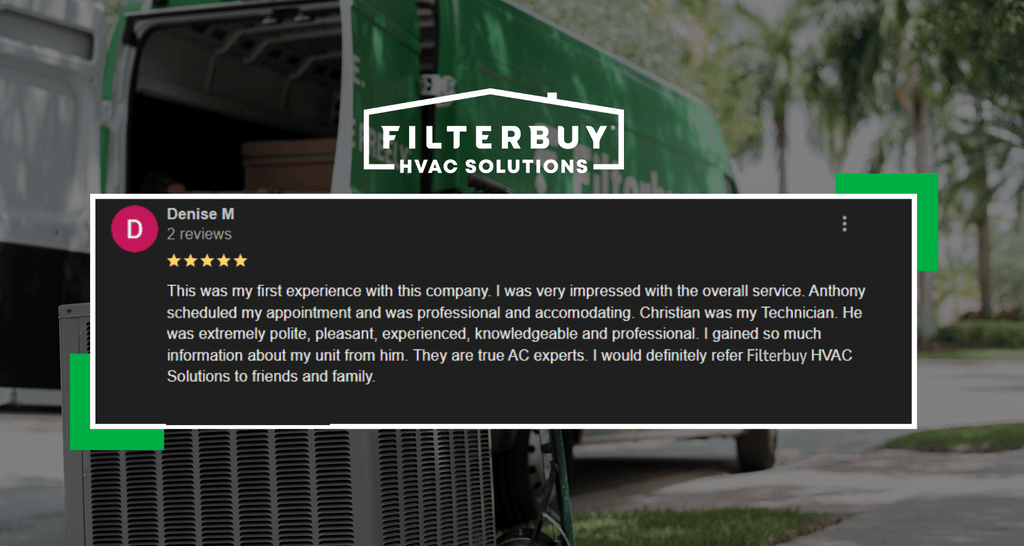 Good review from a customer after doing an HVAC installation at Coral Springs FL