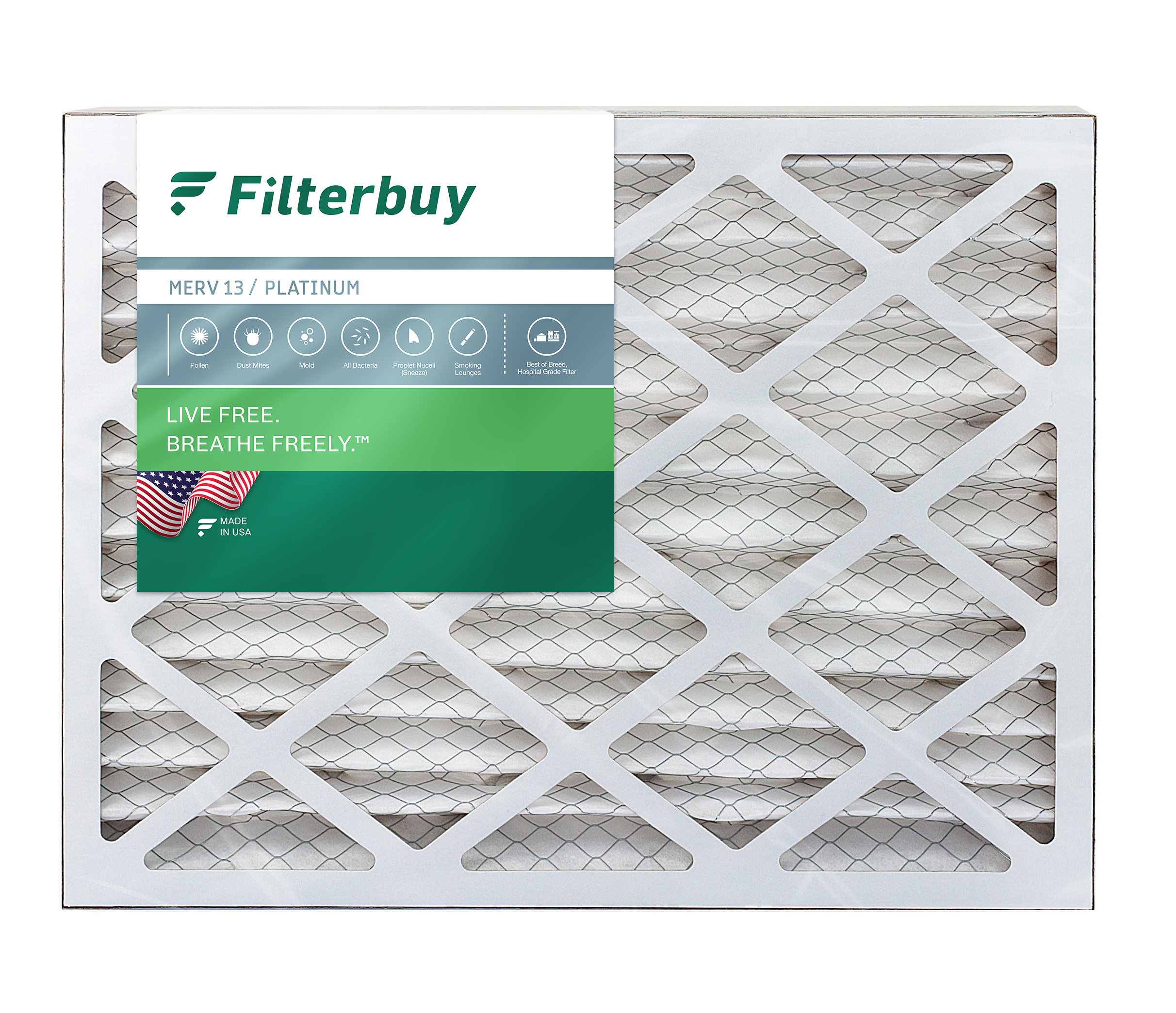 Silver FilterBuy 12x16x2 MERV 8 Pleated AC Furnace Air Filter, 12x16x2 Pack of 2 Filters