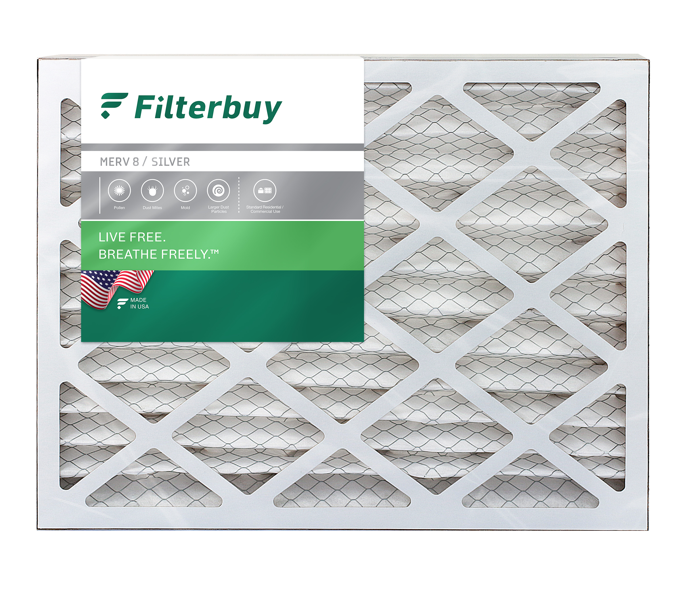 FilterBuy 16x20x4 MERV 8 Pleated AC Furnace Air Filter, Pack of 4 Filters 16x20x4 Silver 