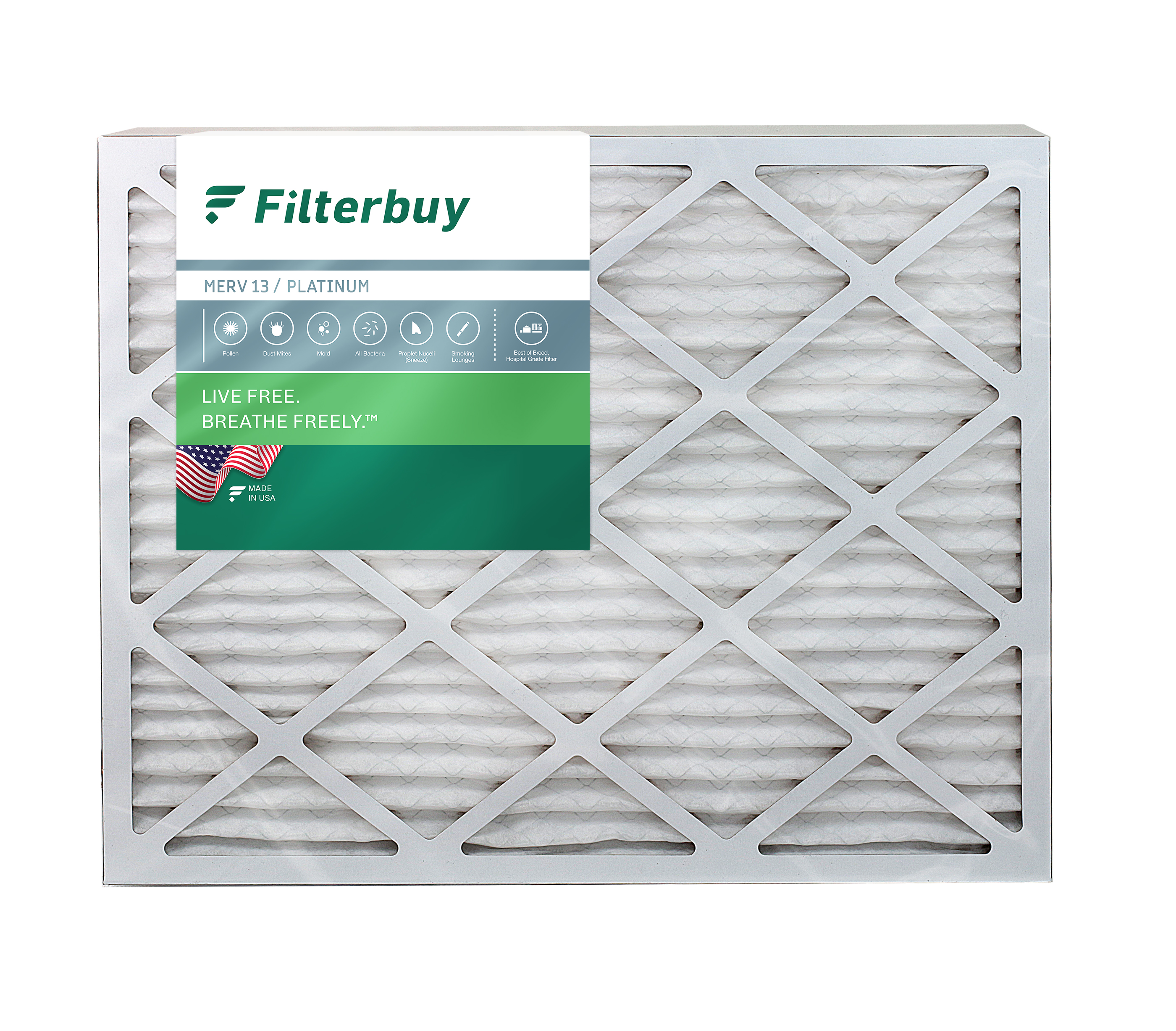 Platinum Pack of 4 Filters 25x25x1 FilterBuy 25x25x1 MERV 13 Pleated AC Furnace Air Filter, 