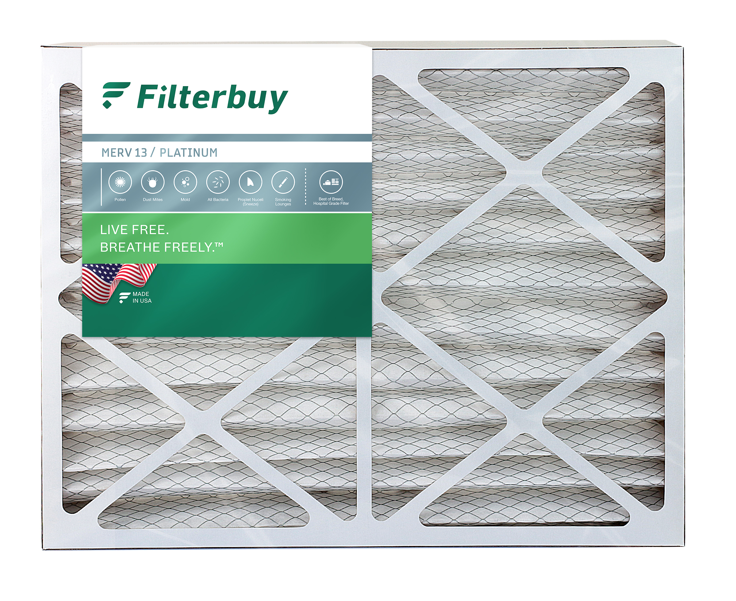 Pleated HVAC AC Furnace Air Filter FilterBuy 16x25x2 AFB Platinum MERV 13 