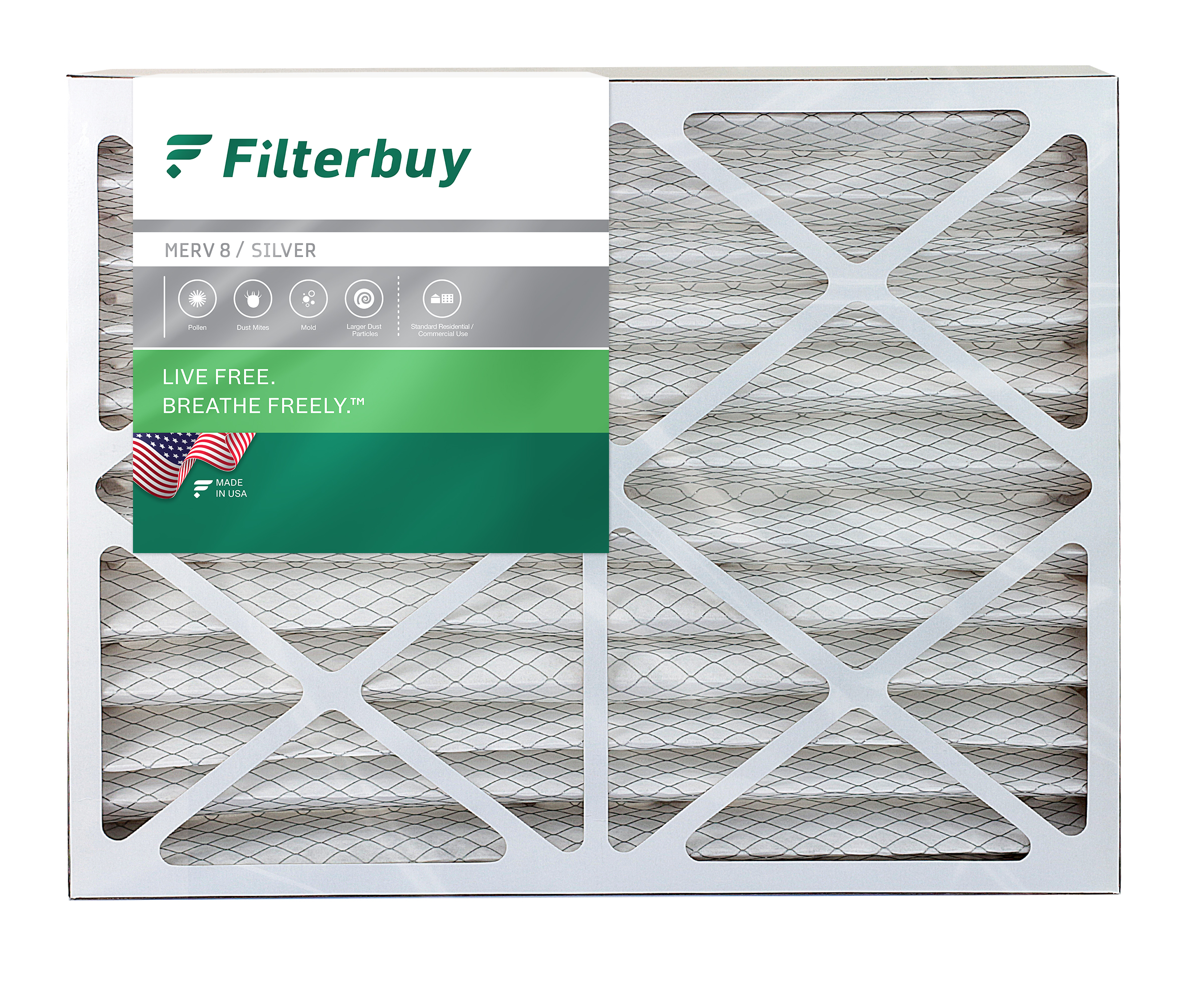 FilterBuy 18x25x4 MERV 8 Pleated AC Furnace Air Filter, Pack of 4 Filters 18x25x4 Silver